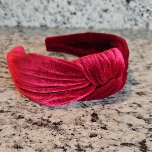 J. Crew Rich Red Velvet Knot Headband